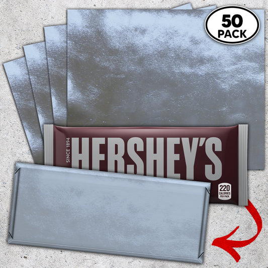 50 Baby Blue Candy Bar Foil Sheets With Paper Backing