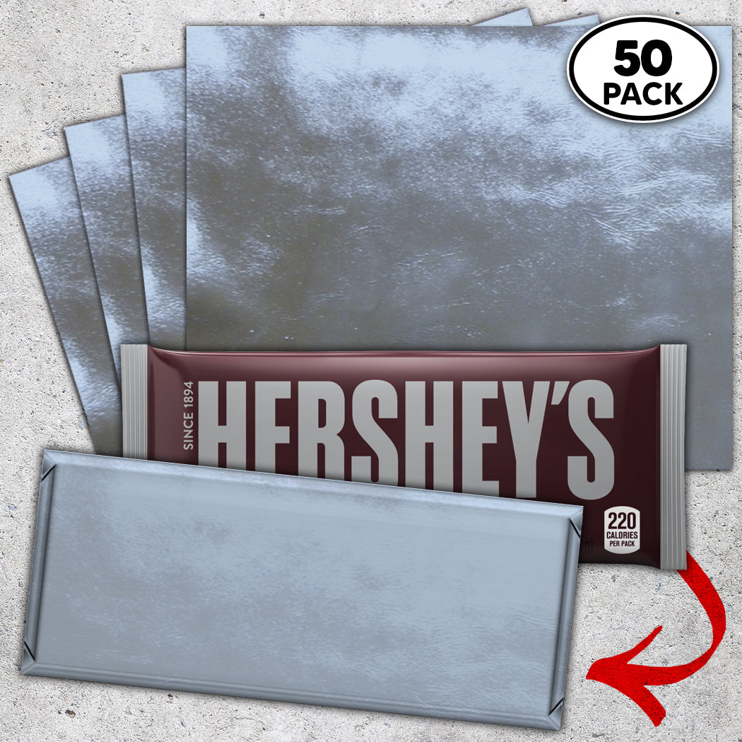 50 Baby Blue Candy Bar Foil Sheets With Paper Backing