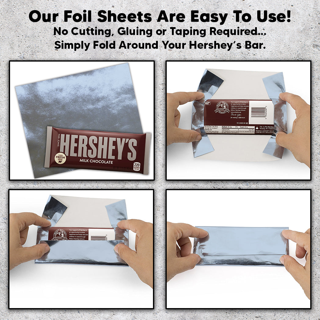 100 Baby Blue Candy Bar Foil Sheets With Paper Backing