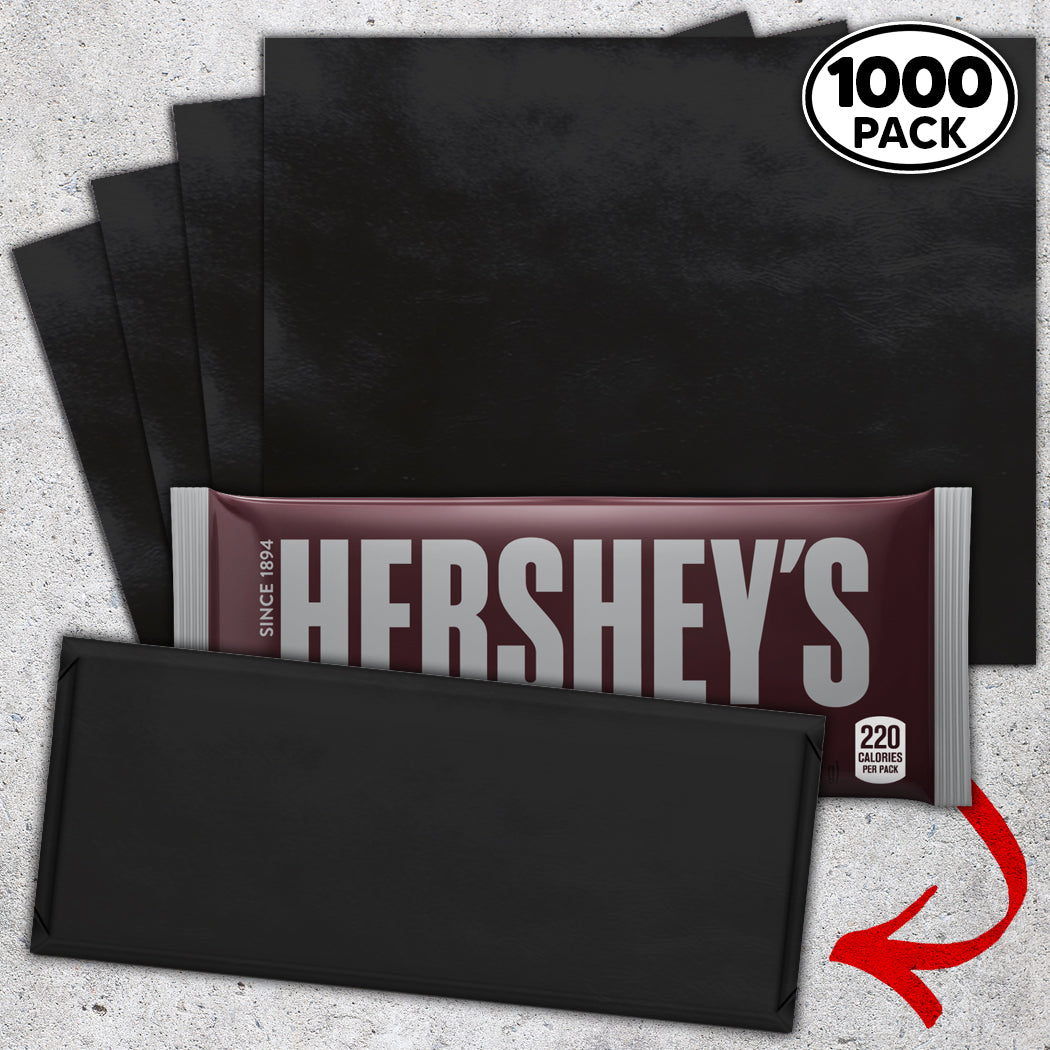 1,000 Black Candy Bar Foil Sheets With Paper Backing