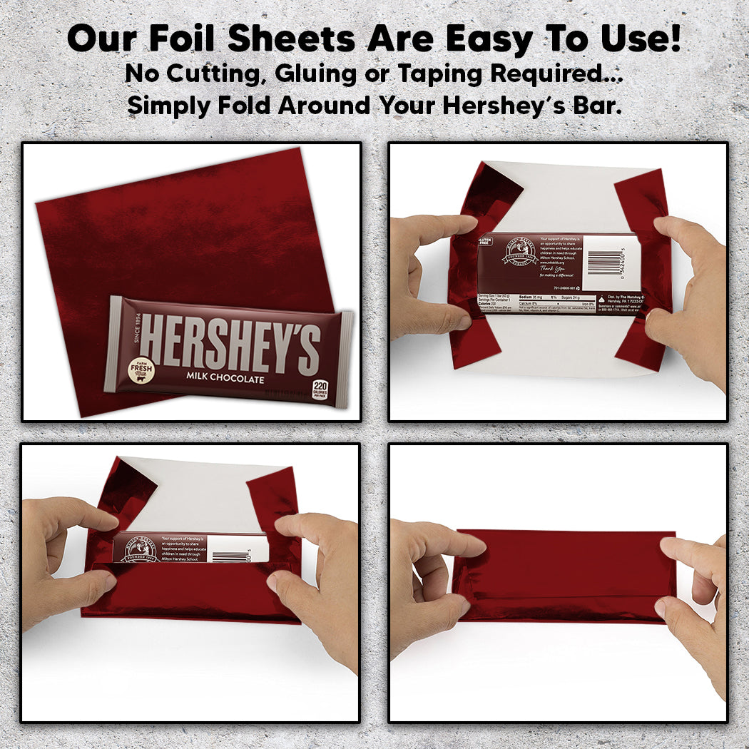 1,000 Burgundy Candy Bar Foil Sheets With Paper Backing