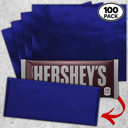 100 Dark Blue Candy Bar Foil Sheets With Paper Backing
