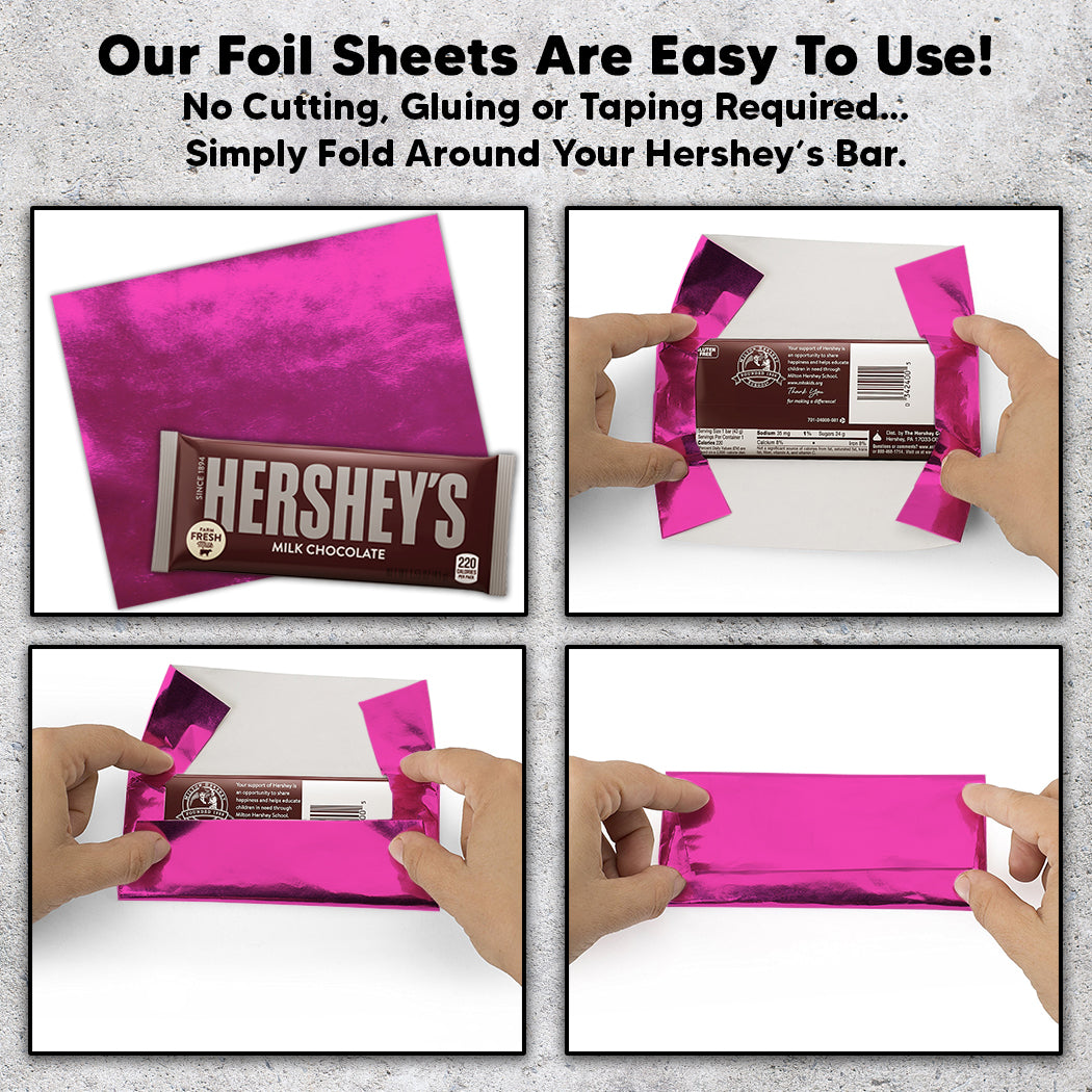 25 Fuchsia Candy Bar Foil Sheets With Paper Backing