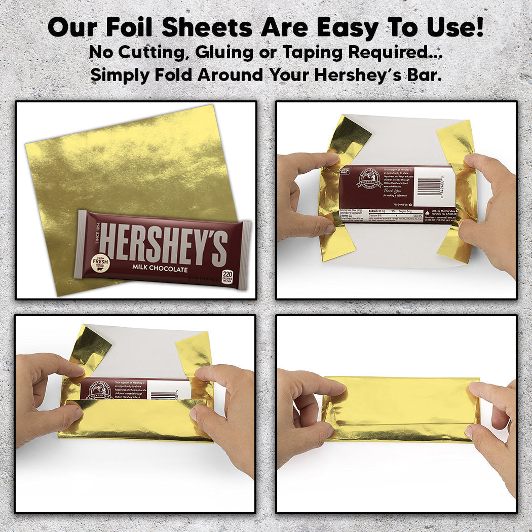 25 Gold Candy Bar Foil Sheets With Paper Backing
