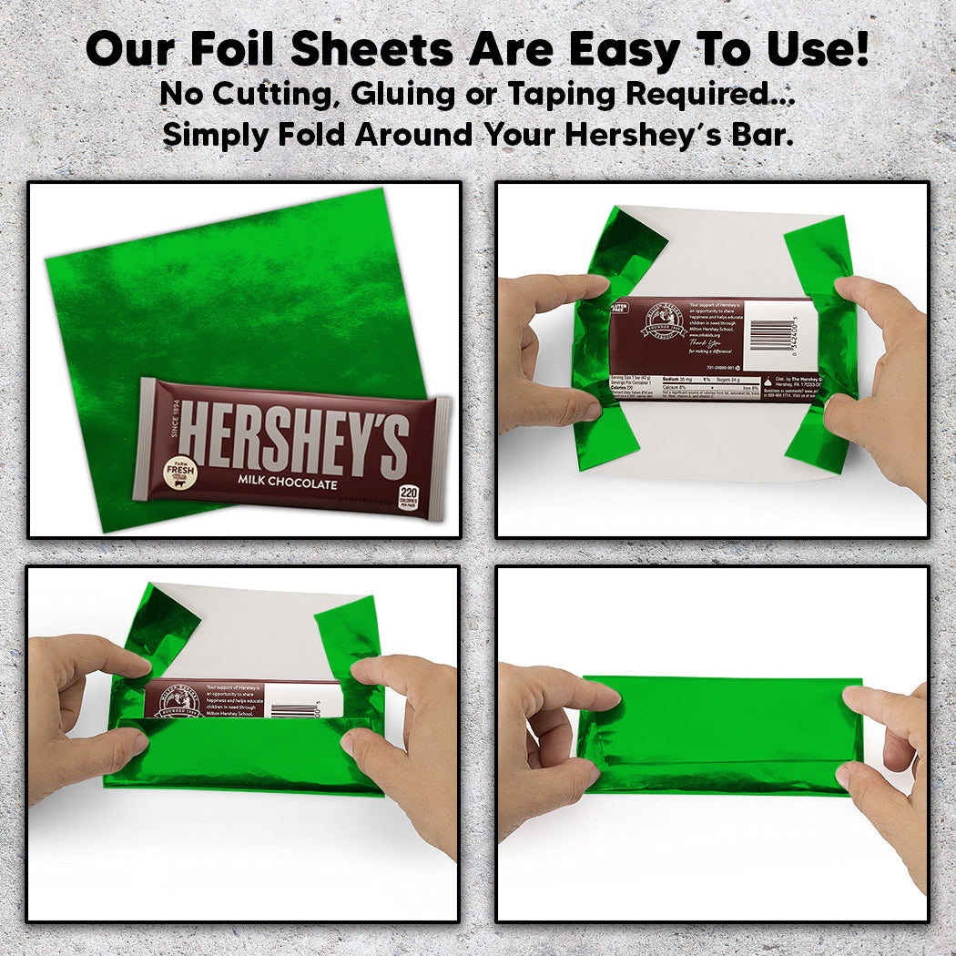 1,000 Green Candy Bar Foil Sheets With Paper Backing