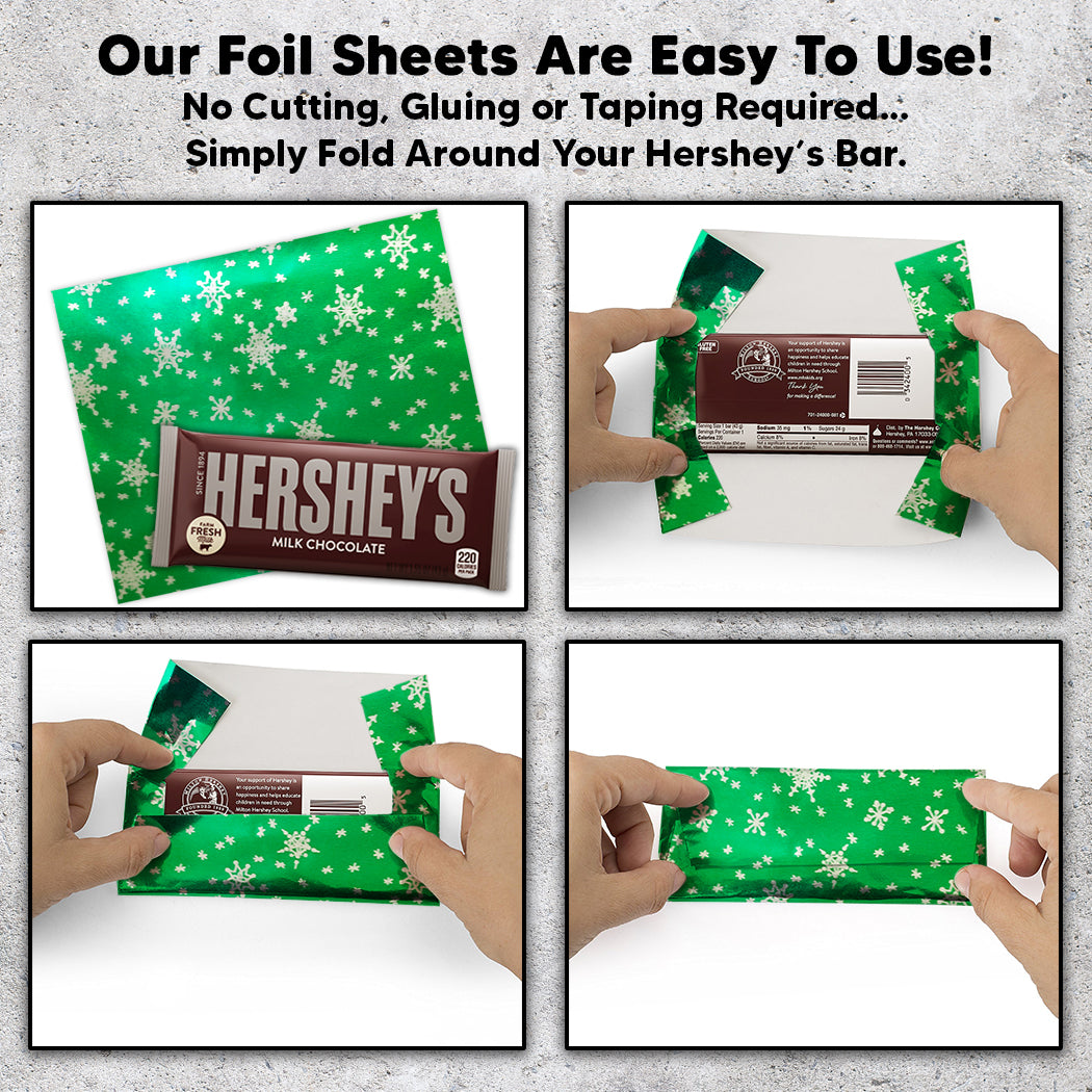 1,000 Green Snow Candy Bar Foil Sheets With Paper Backing