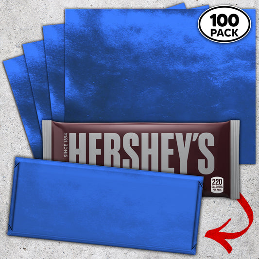 100 Medium Blue Candy Bar Foil Sheets With Paper Backing