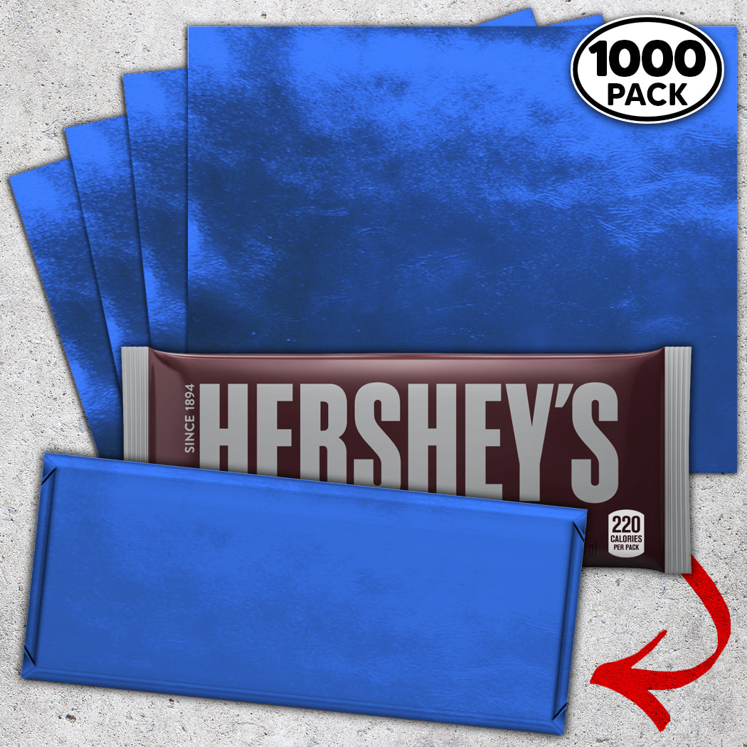 1,000 Medium Blue Candy Bar Foil Sheets With Paper Backing