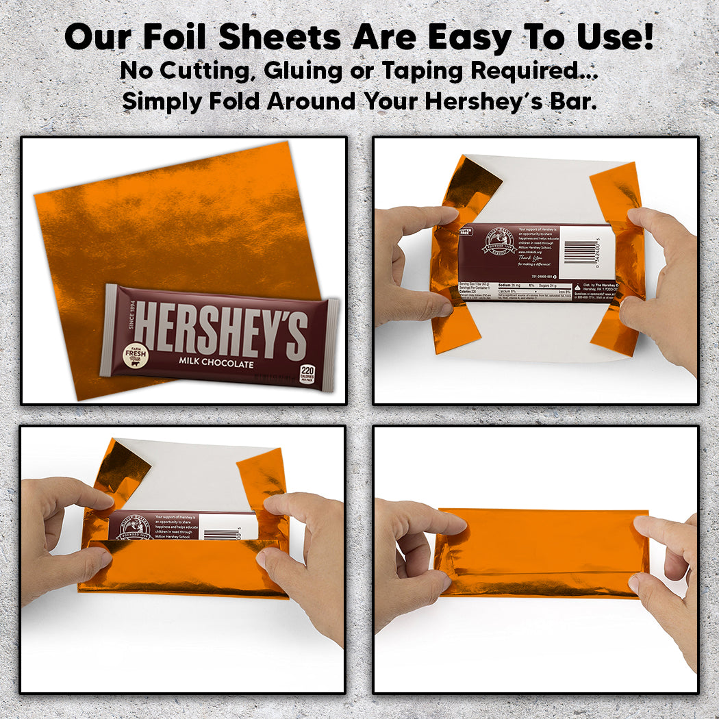 1,000 Orange Candy Bar Foil Sheets With Paper Backing