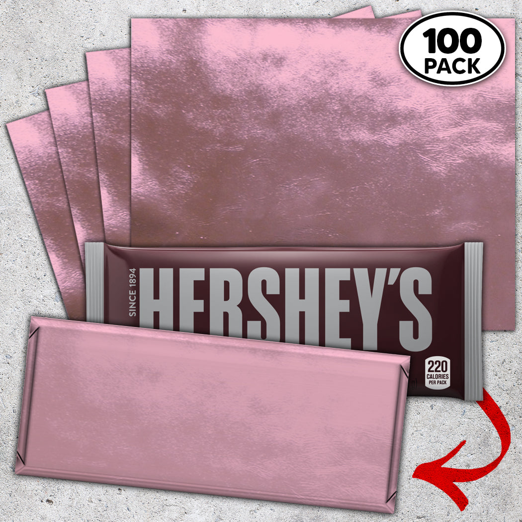 100 Baby Pink Candy Bar Foil Sheets With Paper Backing