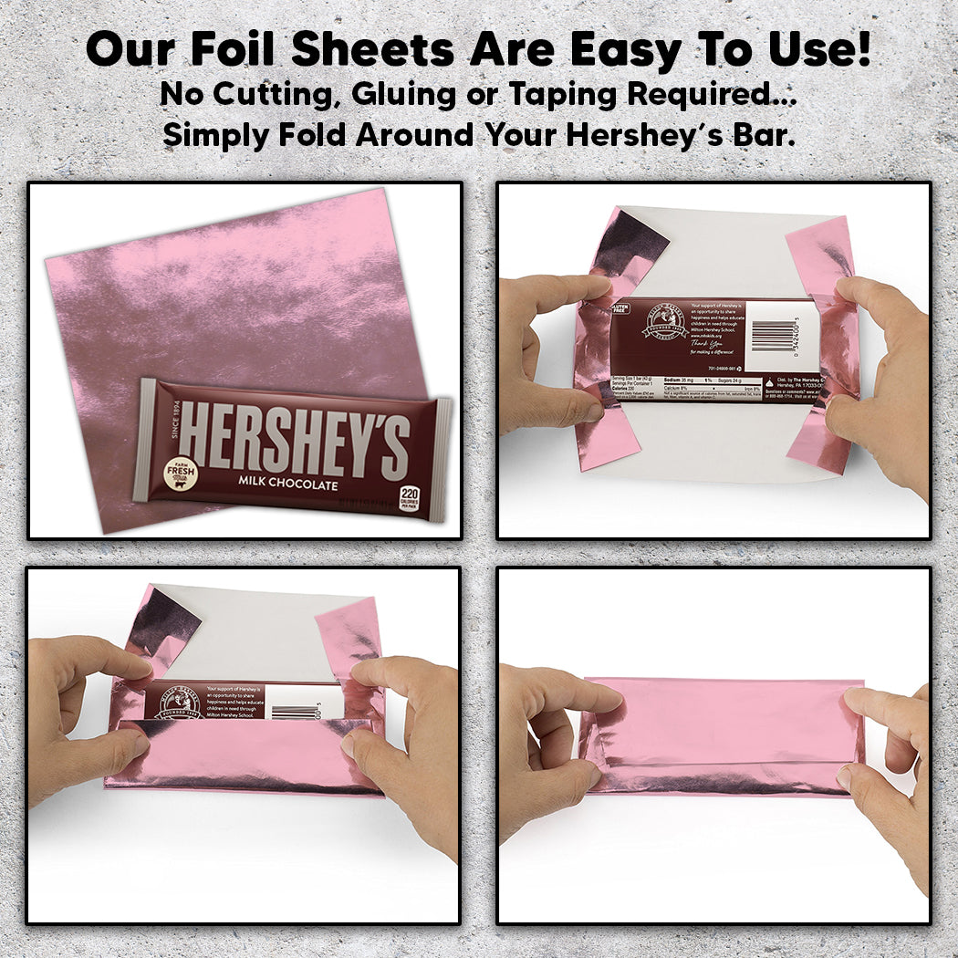 100 Baby Pink Candy Bar Foil Sheets With Paper Backing