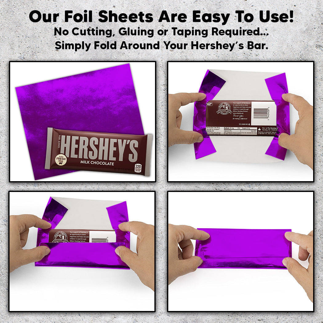 1,000 Purple Candy Bar Foil Sheets With Paper Backing