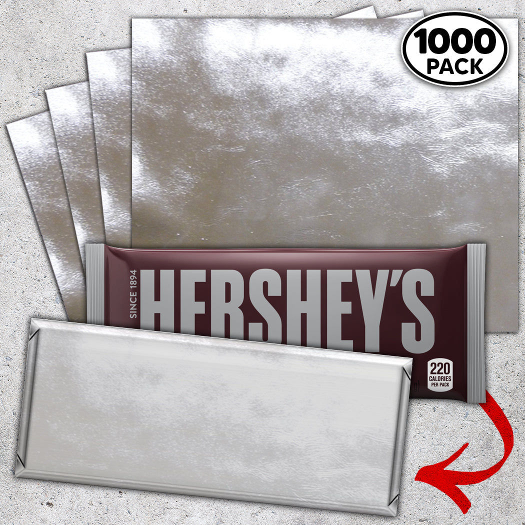 1,000 Silver Candy Bar Foil Sheets With Paper Backing