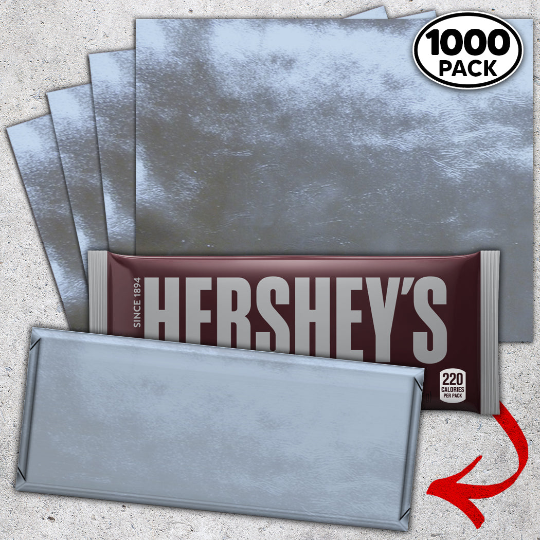1,000 Baby Blue Candy Bar Foil Sheets With Paper Backing