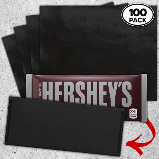 100 Black Candy Bar Foil Sheets With Paper Backing