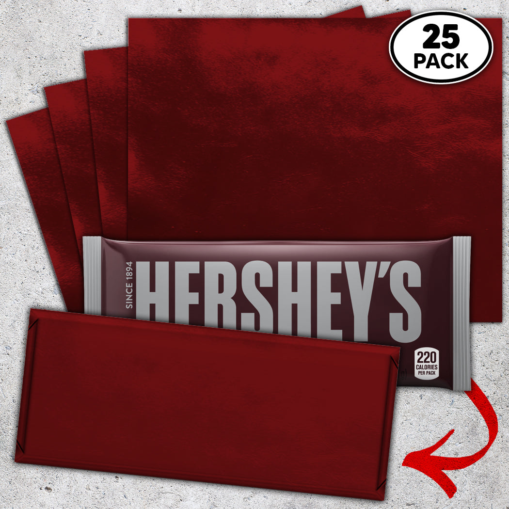 25 Burgundy Candy Bar Foil Sheets With Paper Backing