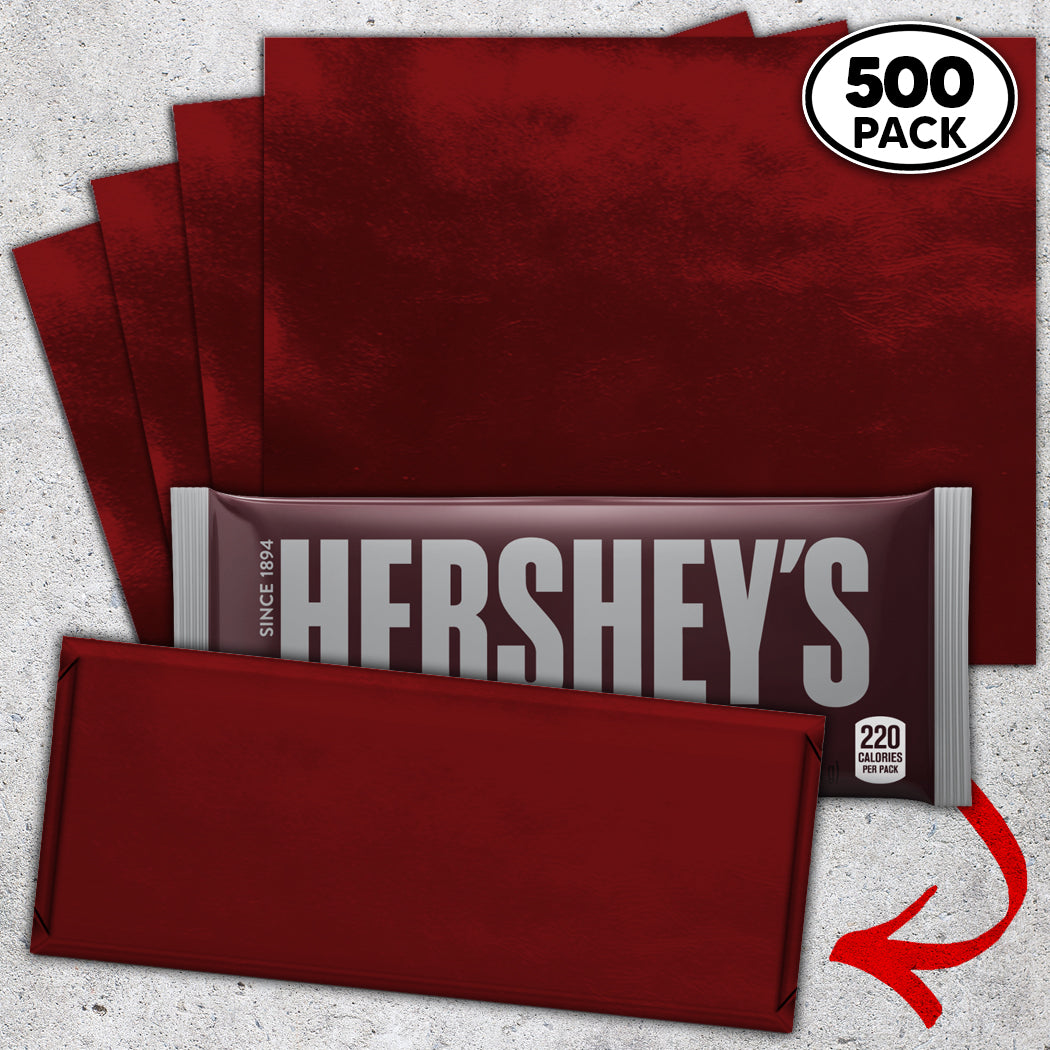 500 Burgundy Candy Bar Foil Sheets With Paper Backing