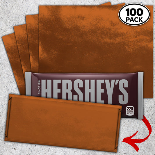 100 Copper Candy Bar Foil Sheets With Paper Backing