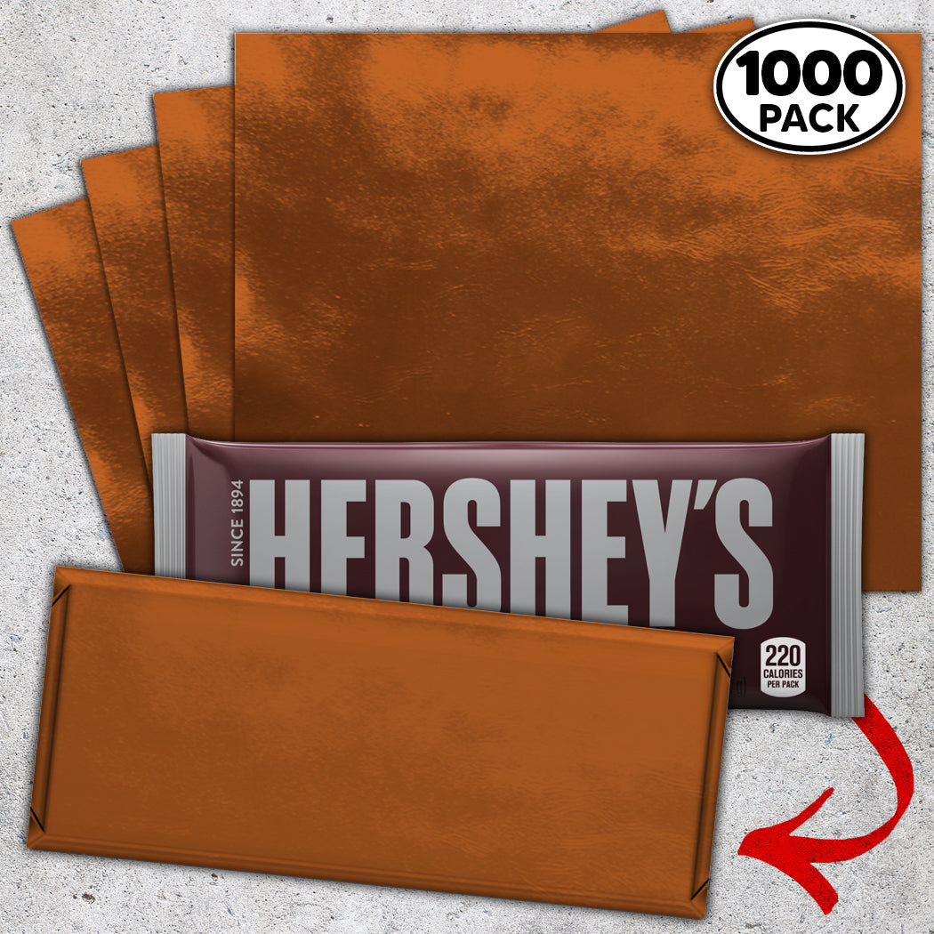 1,000 Copper Candy Bar Foil Sheets With Paper Backing