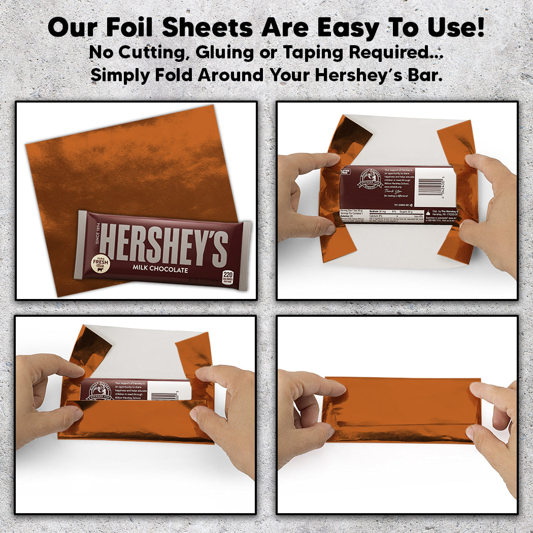 25 Copper Candy Bar Foil Sheets With Paper Backing