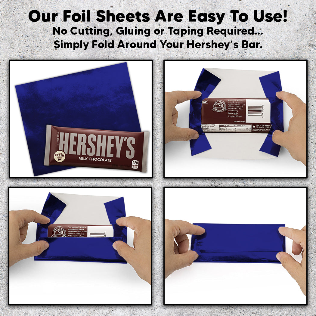 100 Dark Blue Candy Bar Foil Sheets With Paper Backing