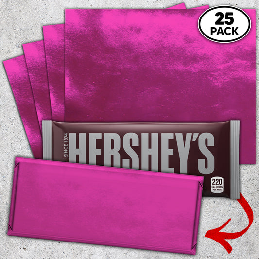 25 Fuchsia Candy Bar Foil Sheets With Paper Backing