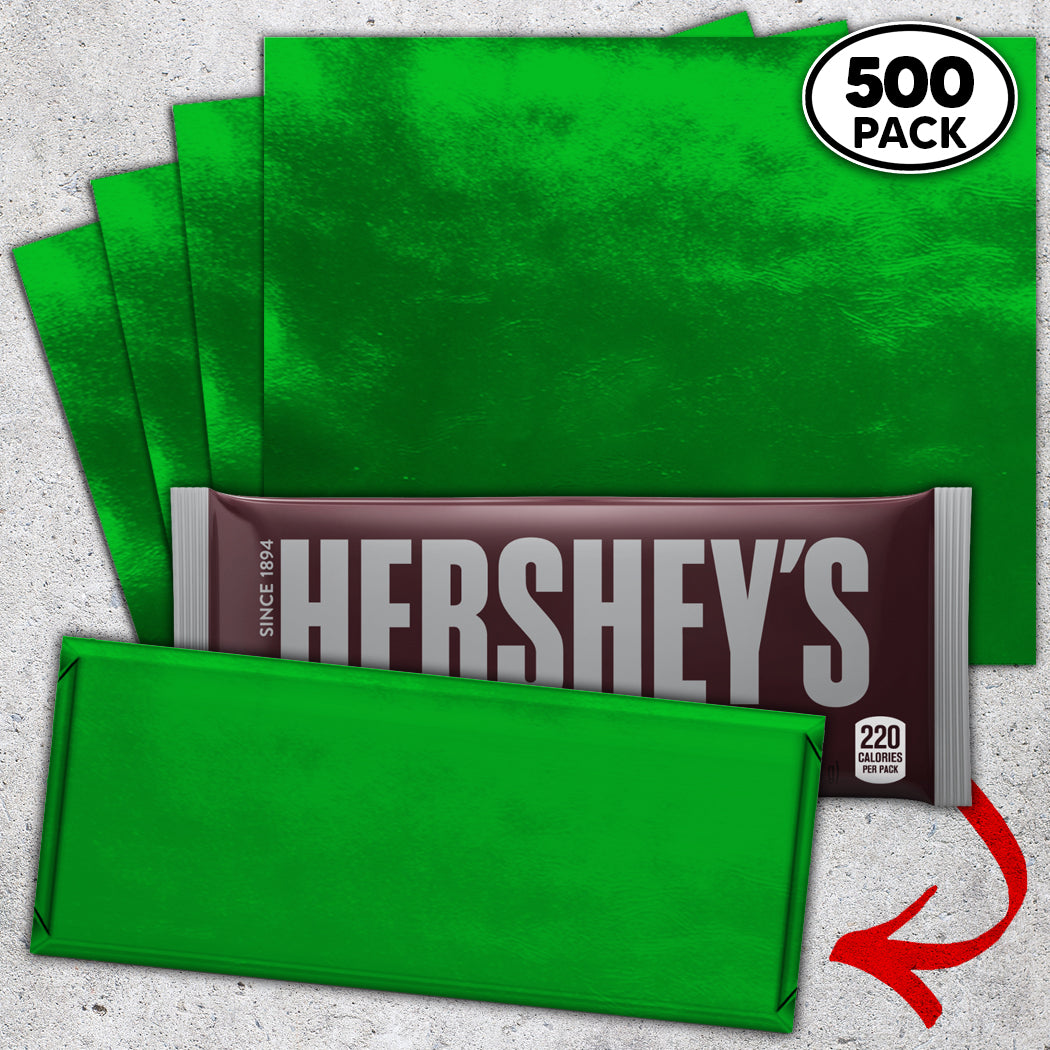 500 Green Candy Bar Foil Sheets With Paper Backing