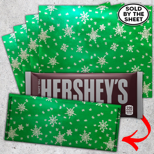 Green Snow Candy Bar Foil Sheets With Paper Backing
