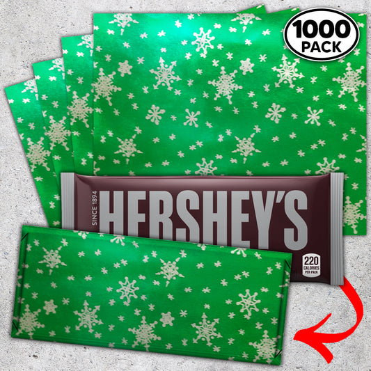 1,000 Green Snow Candy Bar Foil Sheets With Paper Backing