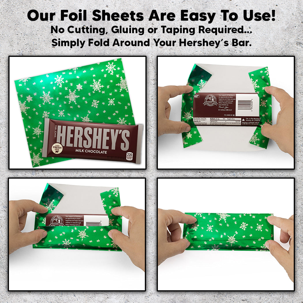 500 Green Snow Candy Bar Foil Sheets With Paper Backing