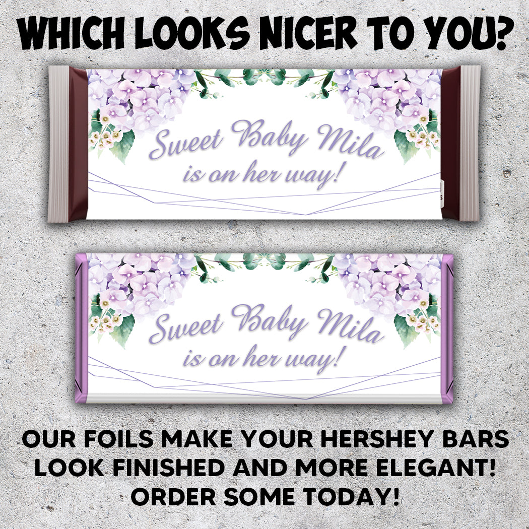 50 Lavenderd Candy Bar Foil Sheets With Paper Backing