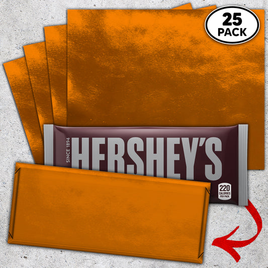 25 Orange Candy Bar Foil Sheets With Paper Backing