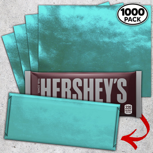 1,000 Peacock Blue Candy Bar Foil Sheets With Paper Backing