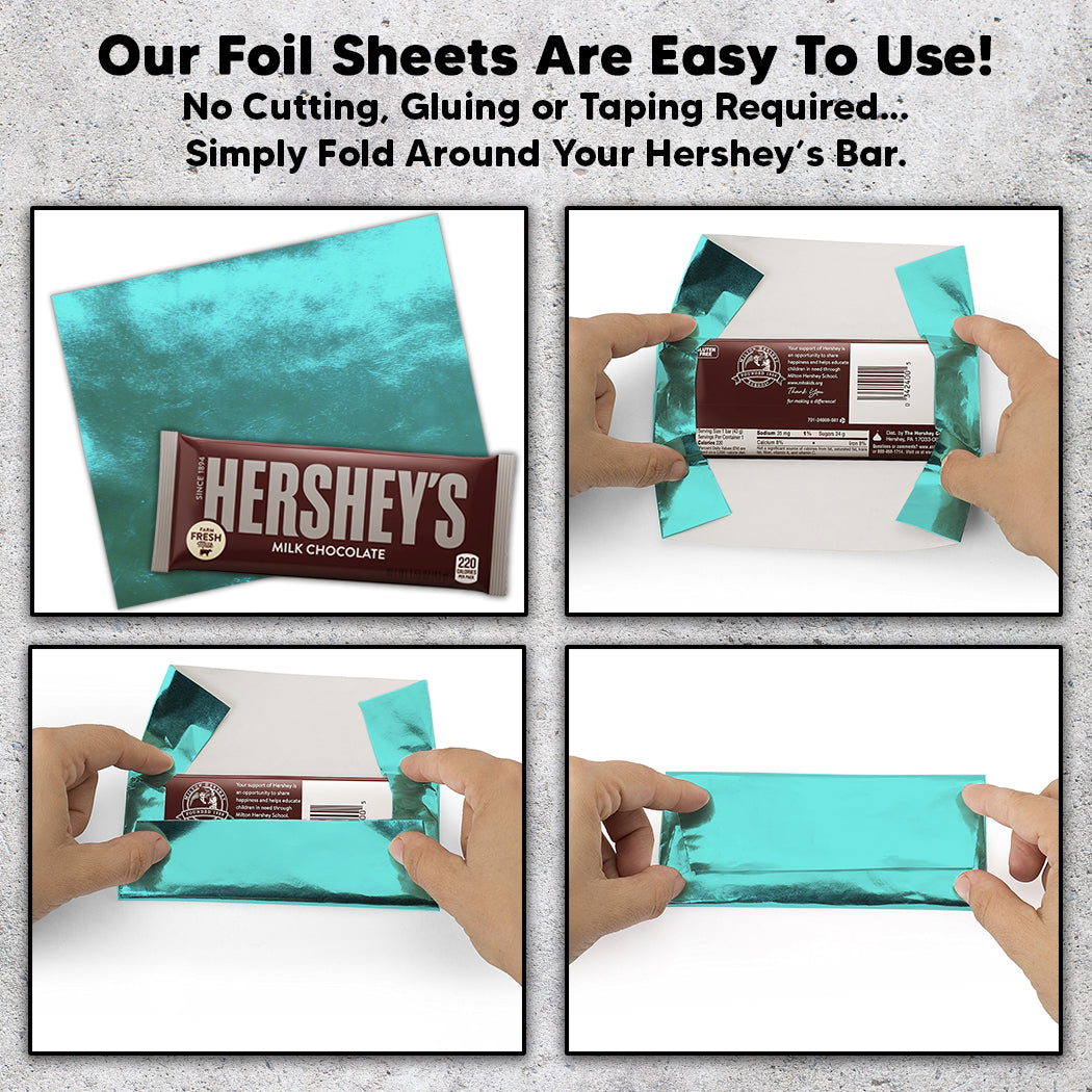 100 Peacock Blue Candy Bar Foil Sheets With Paper Backing