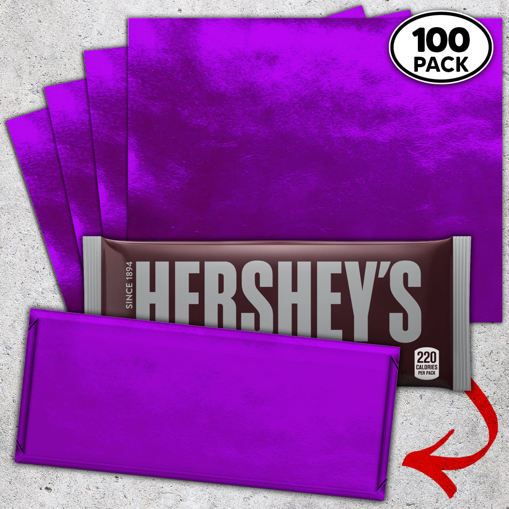 100 Purple Candy Bar Foil Sheets With Paper Backing