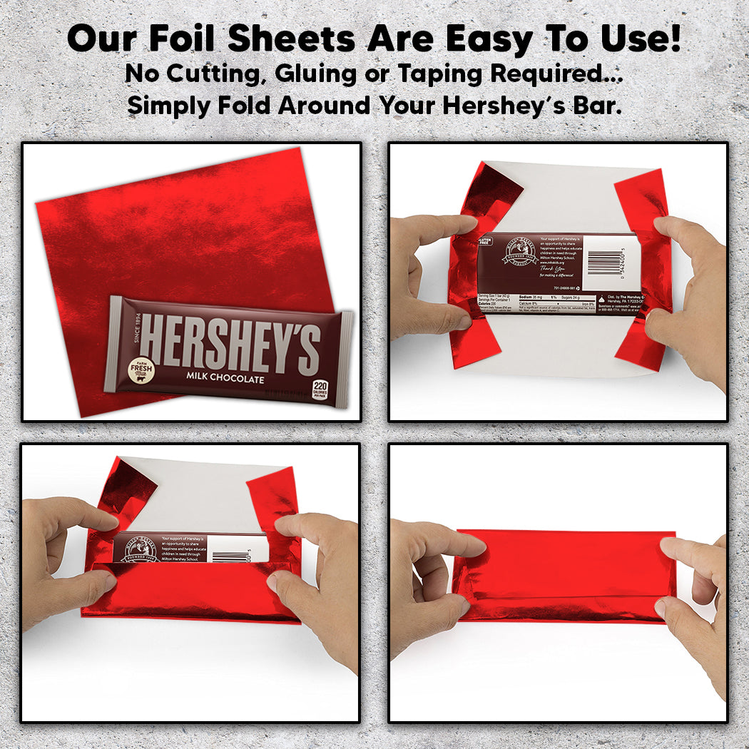 Red Candy Bar Foil Sheets With Paper Backing