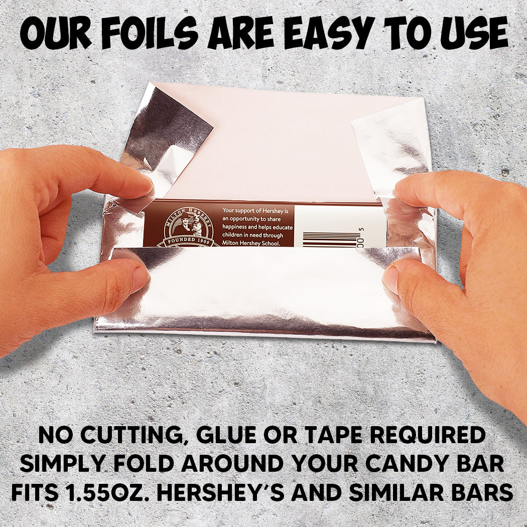 100 Silver Candy Bar Foil Sheets With Paper Backing