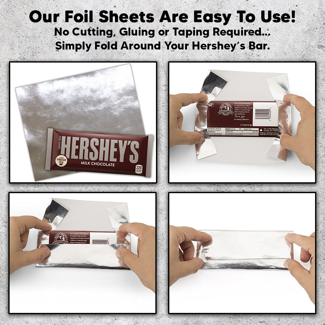25 Silver Candy Bar Foil Sheets With Paper Backing